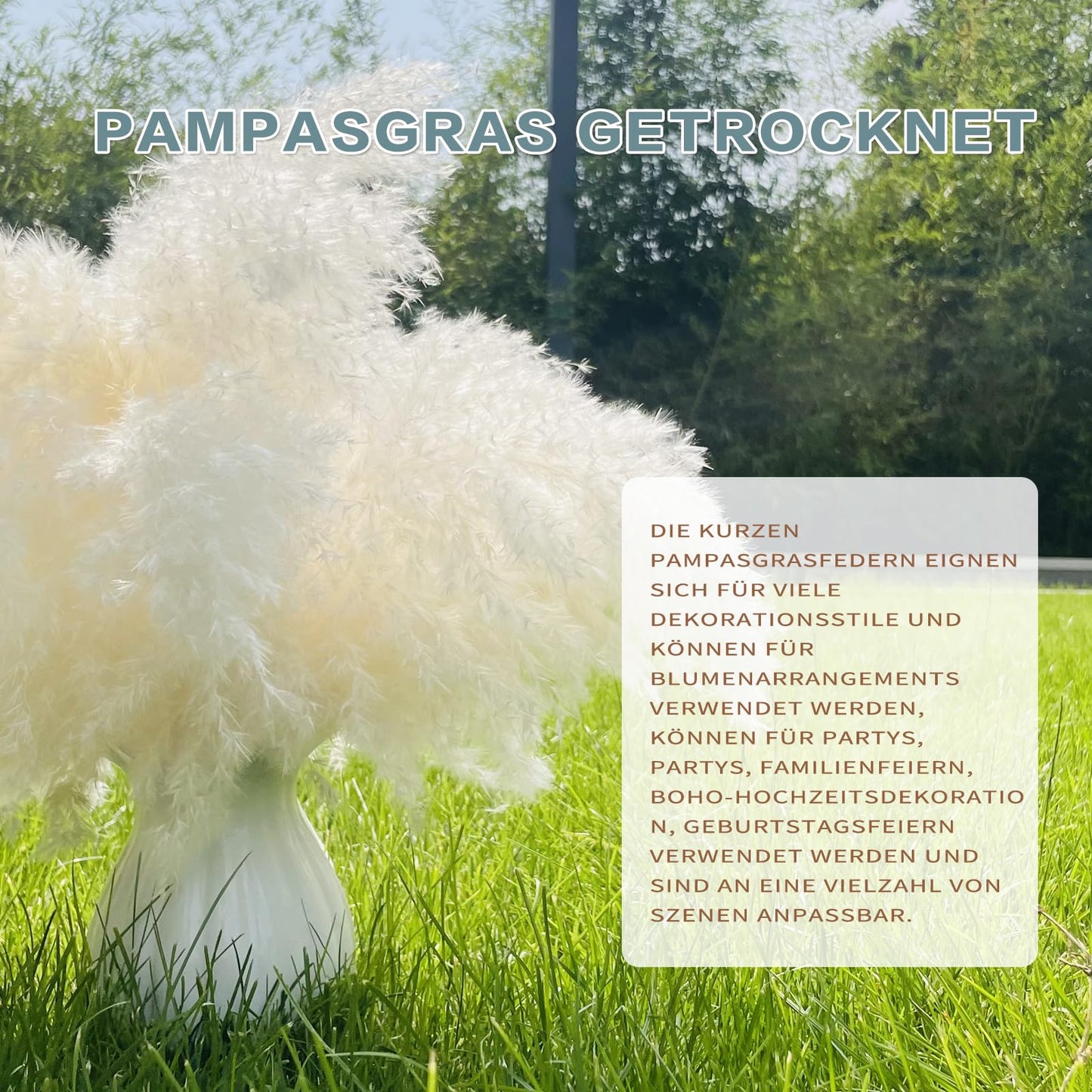 Dried Pampas Grass 60 Pieces Natural Dried Flowers Decoration, Bouquet Reed Flower Decoration for Living Room Bedroom