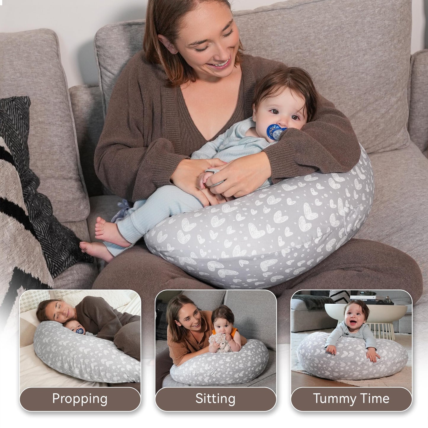 Nursing Pillow, Versatile Plus Size Positioning Pillow, Pregnancy Pillow for Baby and Adults, Side Sleeper Pillow with Washable