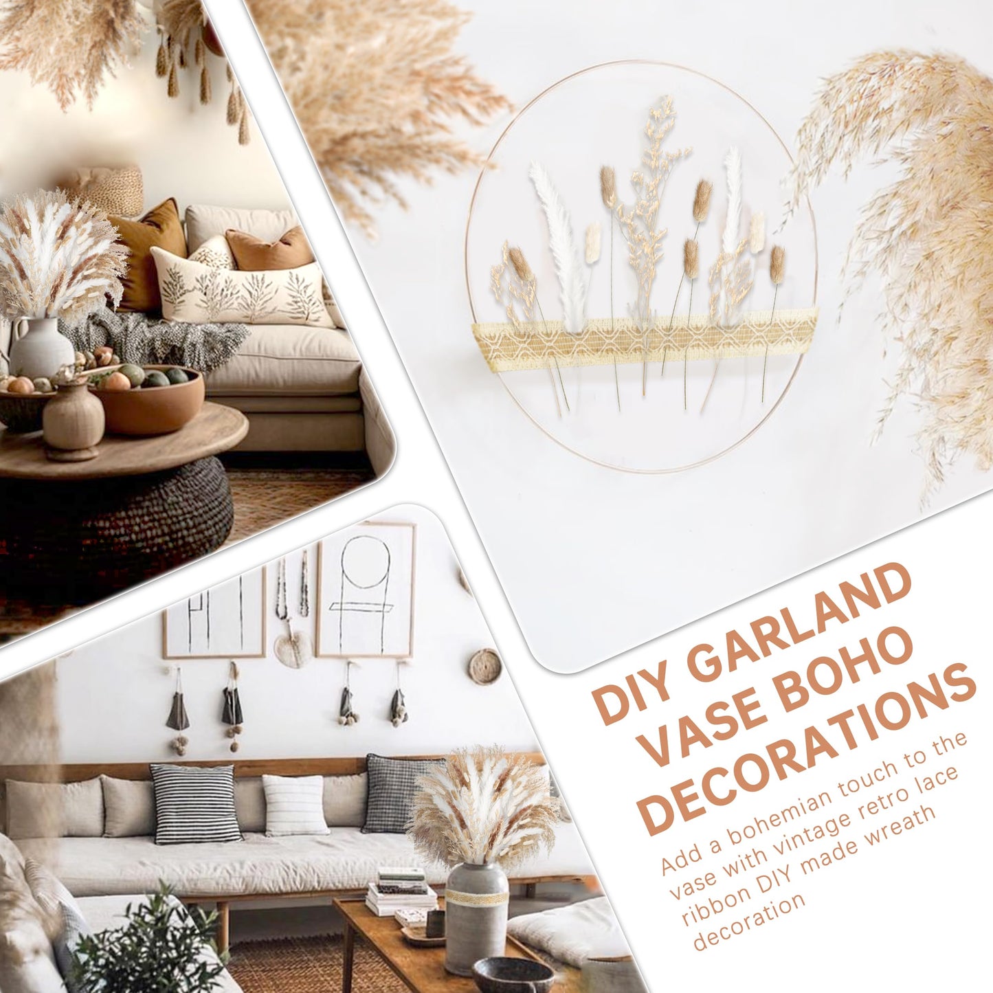 Pampasgras Getrocknet - Natürliche, Braun, Trockenblumen Strauß Dried Flowers, für Heim Decor