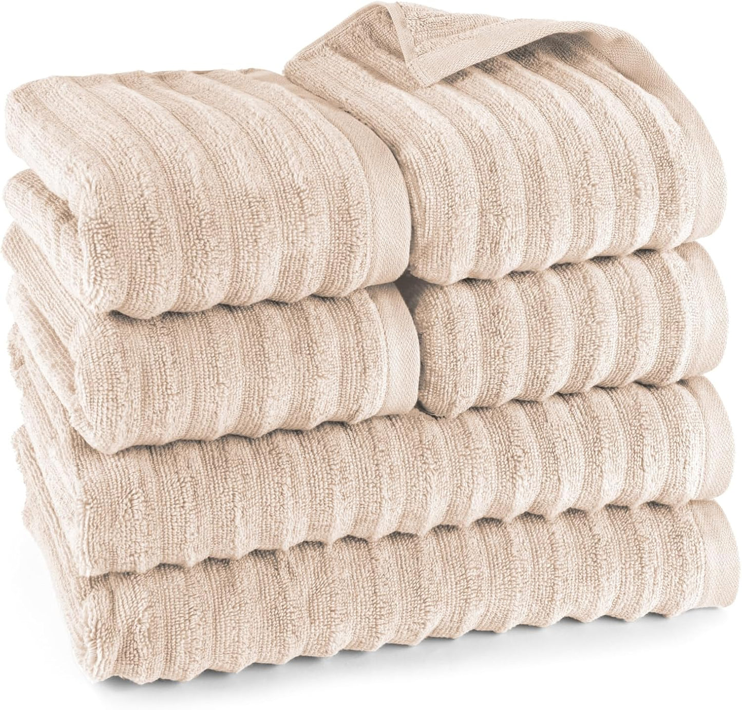 Pure Label 6-Piece Hand Towel Set with Hanging Loops Made of 100% Cotton, Absorbent and Soft, 2 x Bath Towels (70 x 140 cm), 2 x Hand Towels (50 x 100 cm), 2 x Guest Towels (30 x 50 cm),