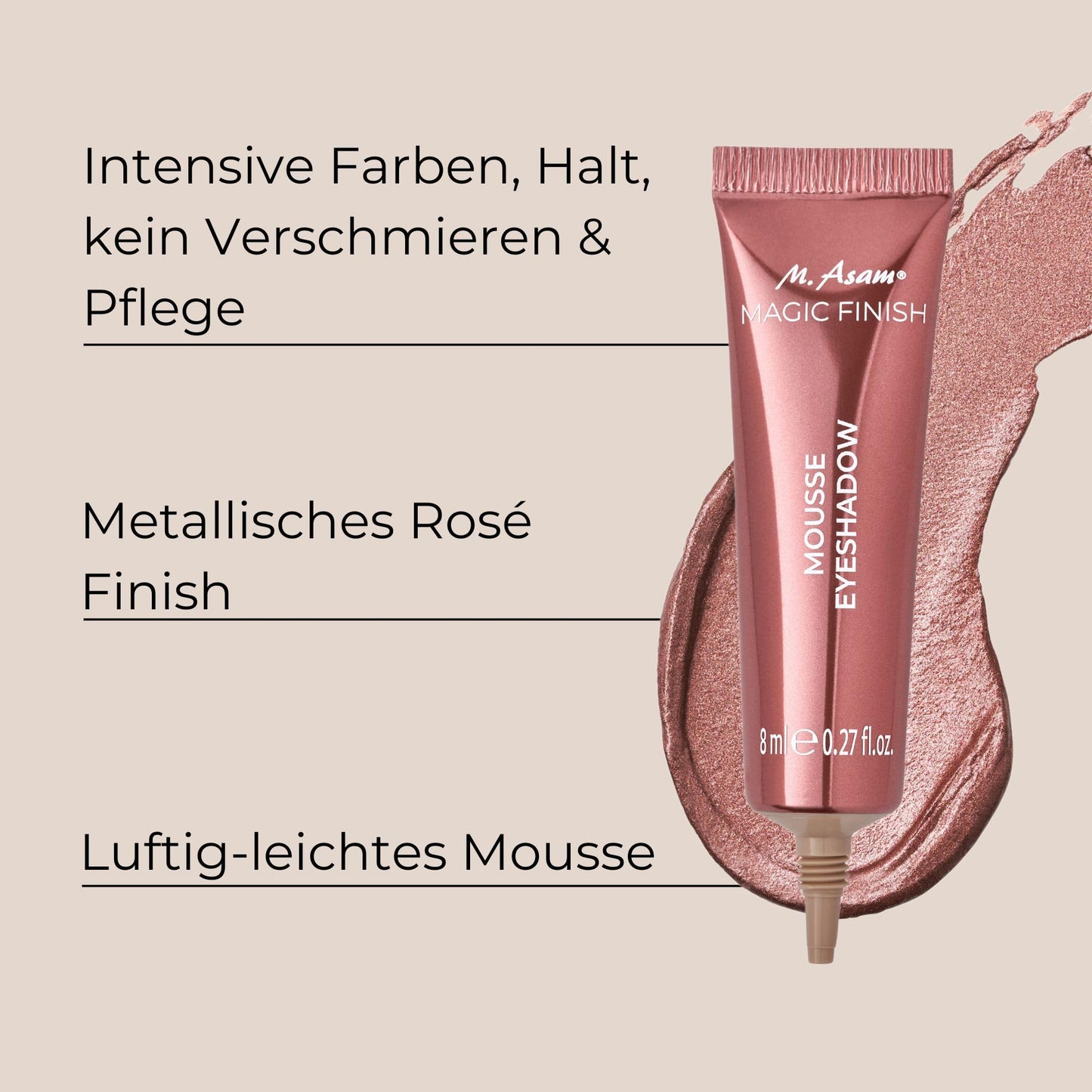 MAGIC FINISH Mousse Eyeshadow Love Note (8 ml) – Langanhaltender Metallic Lidschatten mit Glitzer-Effekt, Vegan, Make-up für Ausdrucksstarke Augen