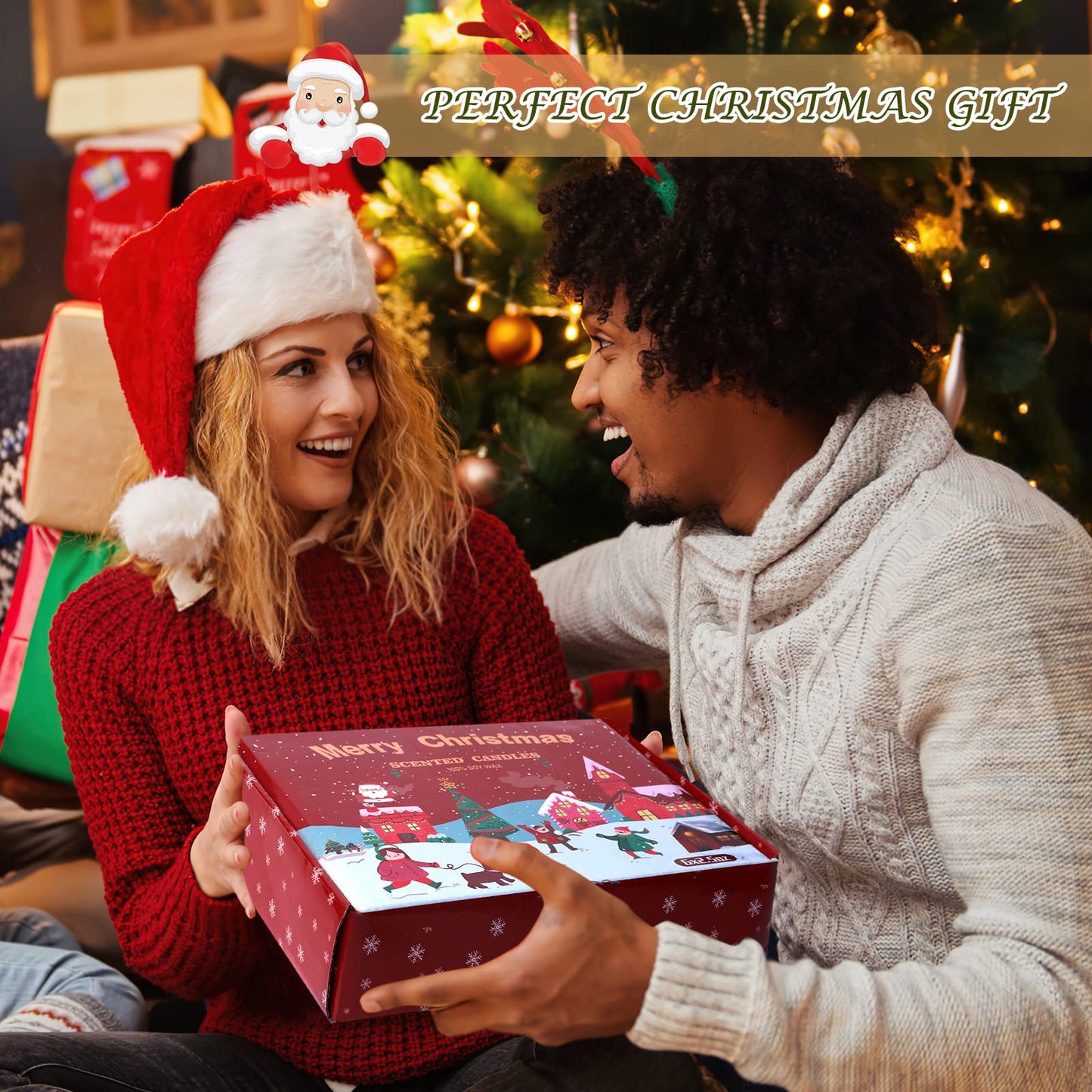 Pack of 12 Christmas Candles Scented Candles Set, Christmas Candle 100% Natural Soy Candles for Christmas, Gifts Aromatherapy