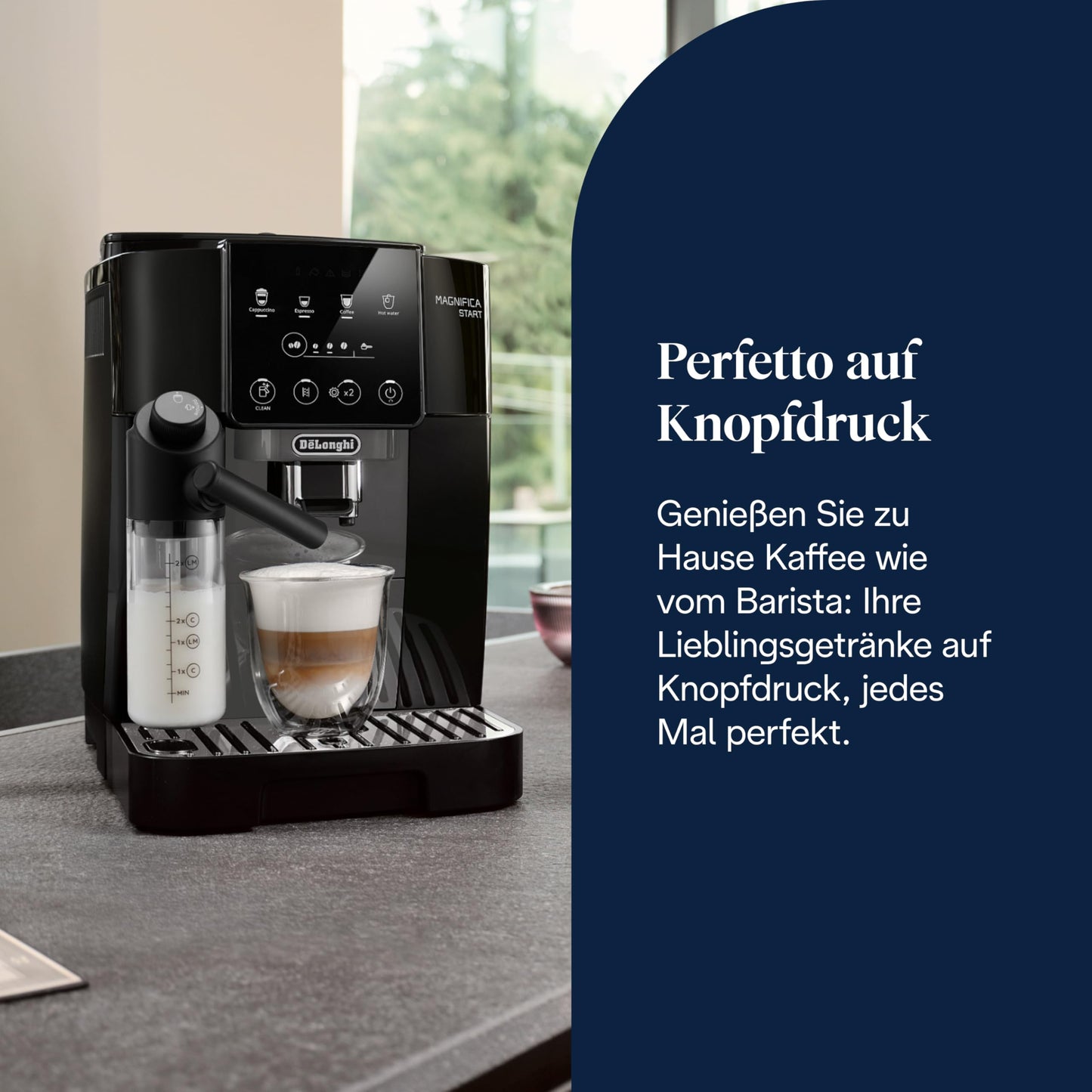 De’Longhi Magnifica Start - Perfetto Kaffeevollautomat mit LatteCrema-Milchaufschäumer, Cappuccino Kaffeemaschine