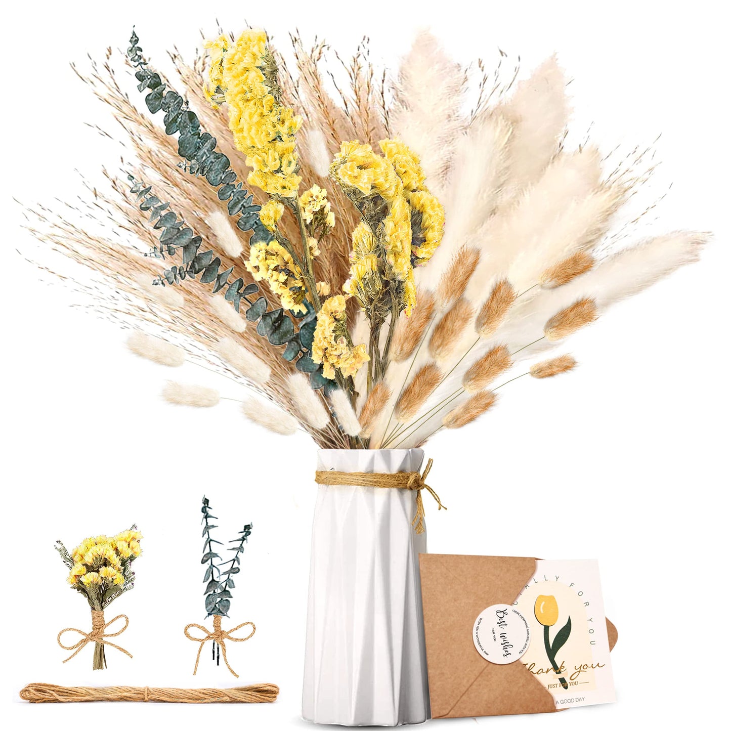 Pampasgras Getrocknet - Natürliche, Braun, Trockenblumen Strauß Dried Flowers, für Heim Decor