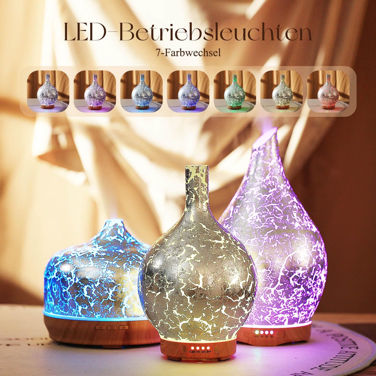 Aroma Diffuser Luftbefeuchter,150ml Luftbefeuchter Ultraschall Leise 7 farbwechselnde LEDs,Diffuser für Ätherische Öle Raumbefeuchter