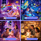 Sternenhimmel Projektor Kinder mit 15 Film, Nachtlicht Baby,Bluetooth,LED Projektor Sternenhimmel Nachttischlampe Kinder