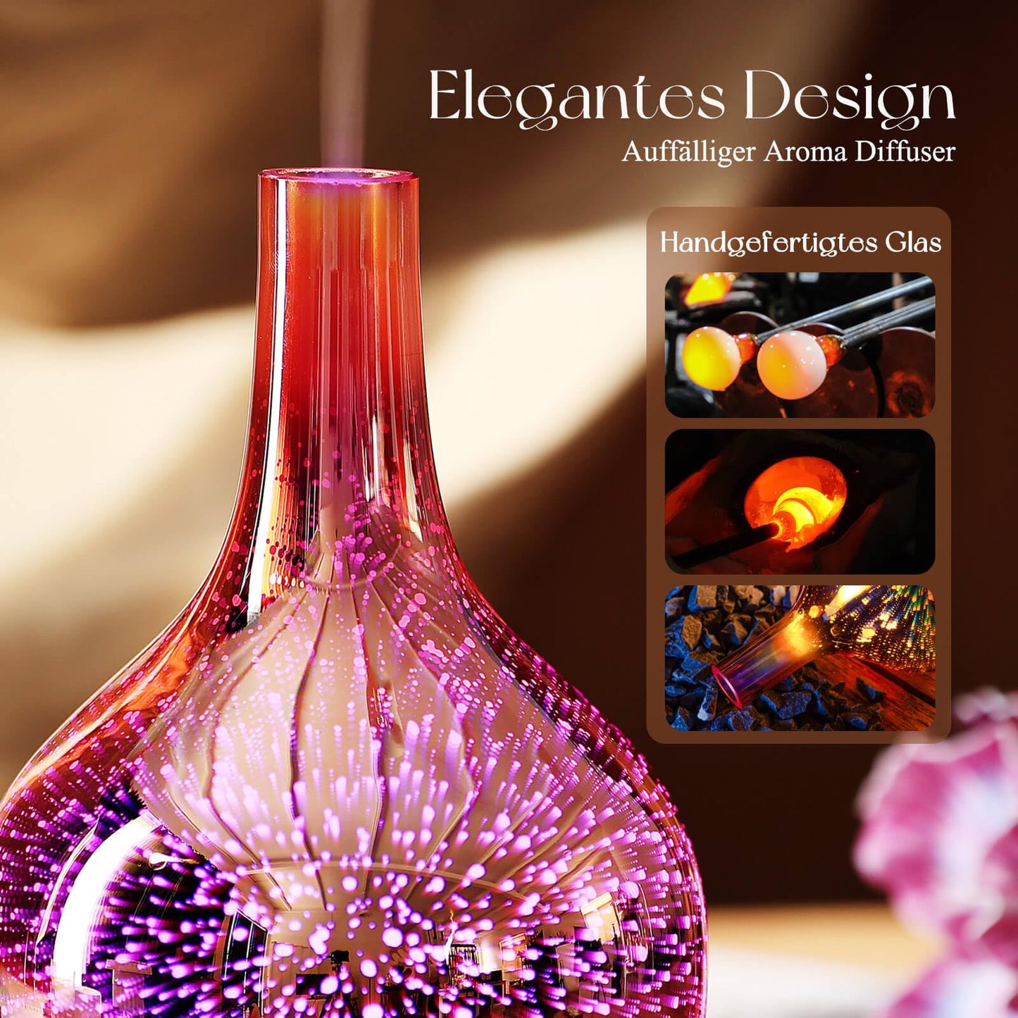 Aroma Diffuser Luftbefeuchter,150ml Luftbefeuchter Ultraschall Leise 7 farbwechselnde LEDs,Diffuser für Ätherische Öle Raumbefeuchter