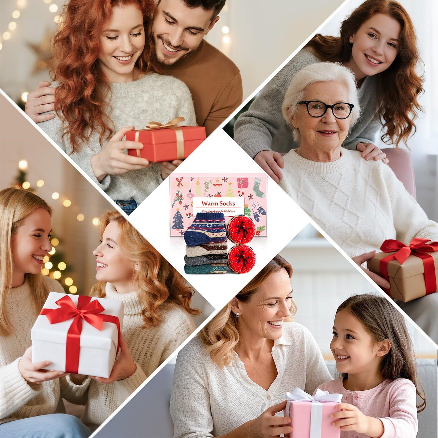 Airabc 5 Pairs of Women's Thermal Socks, Warm Winter Socks, Colourful Cosy and Breathable