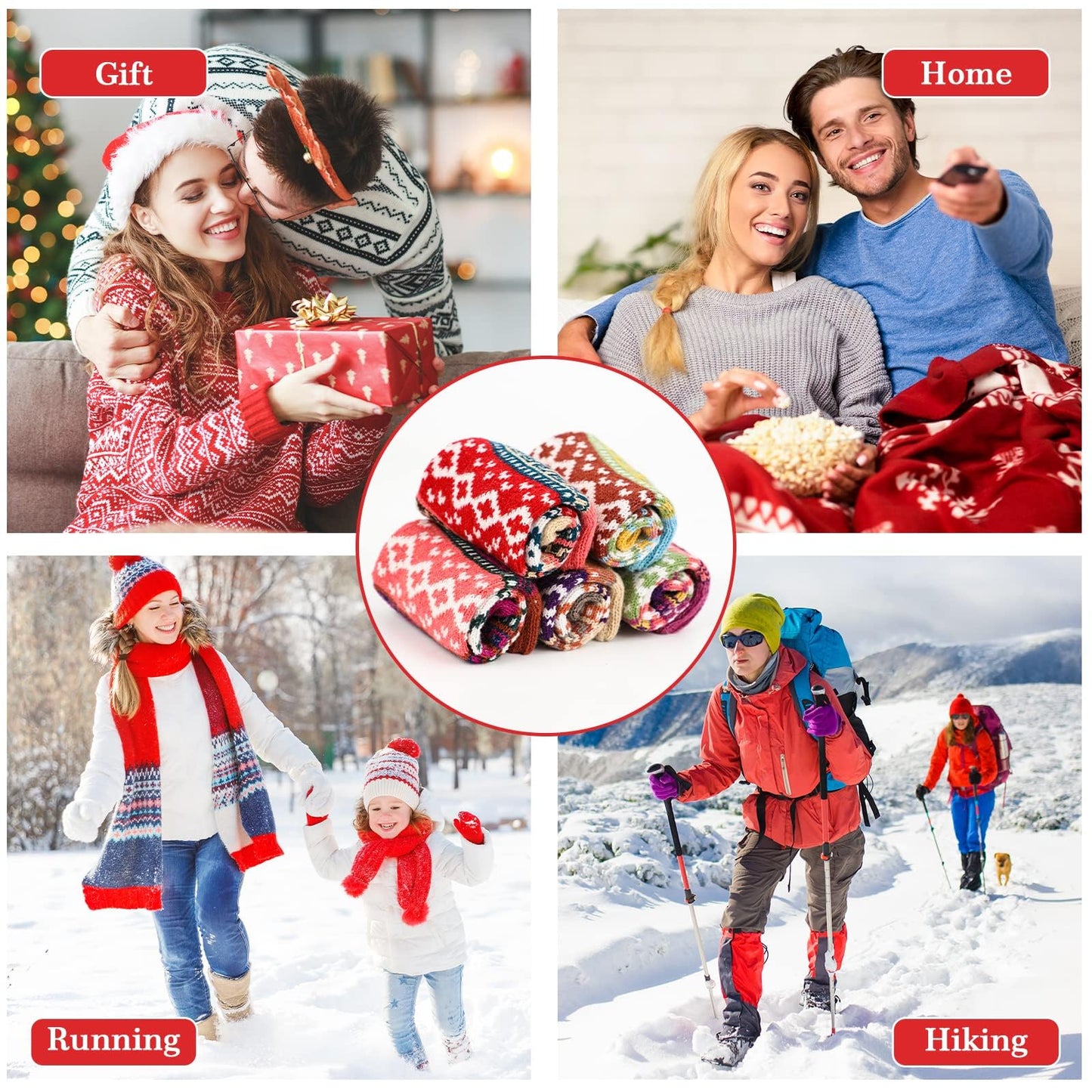 Airabc 5 Pairs of Women's Thermal Socks, Warm Winter Socks, Colourful Cosy and Breathable