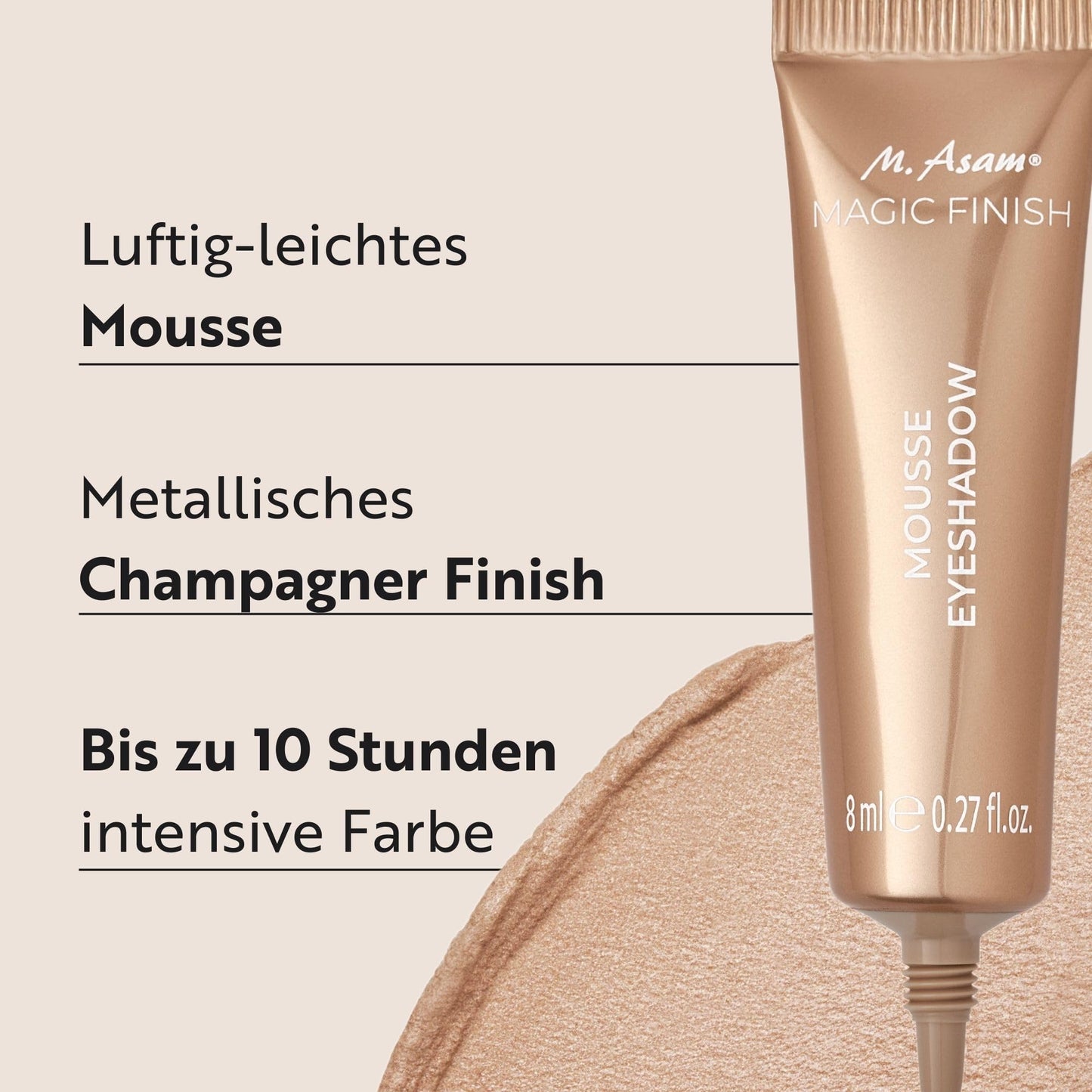 MAGIC FINISH Mousse Eyeshadow Love Note (8 ml) – Langanhaltender Metallic Lidschatten mit Glitzer-Effekt, Vegan, Make-up für Ausdrucksstarke Augen