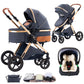 Shineey 3-in-1 Pushchair, Buggy, Foldable Pushchair Set, Combination Pushchair 3-in-1 with Large Comfortable Baby Carrycot Frame, Aluminium Alloy