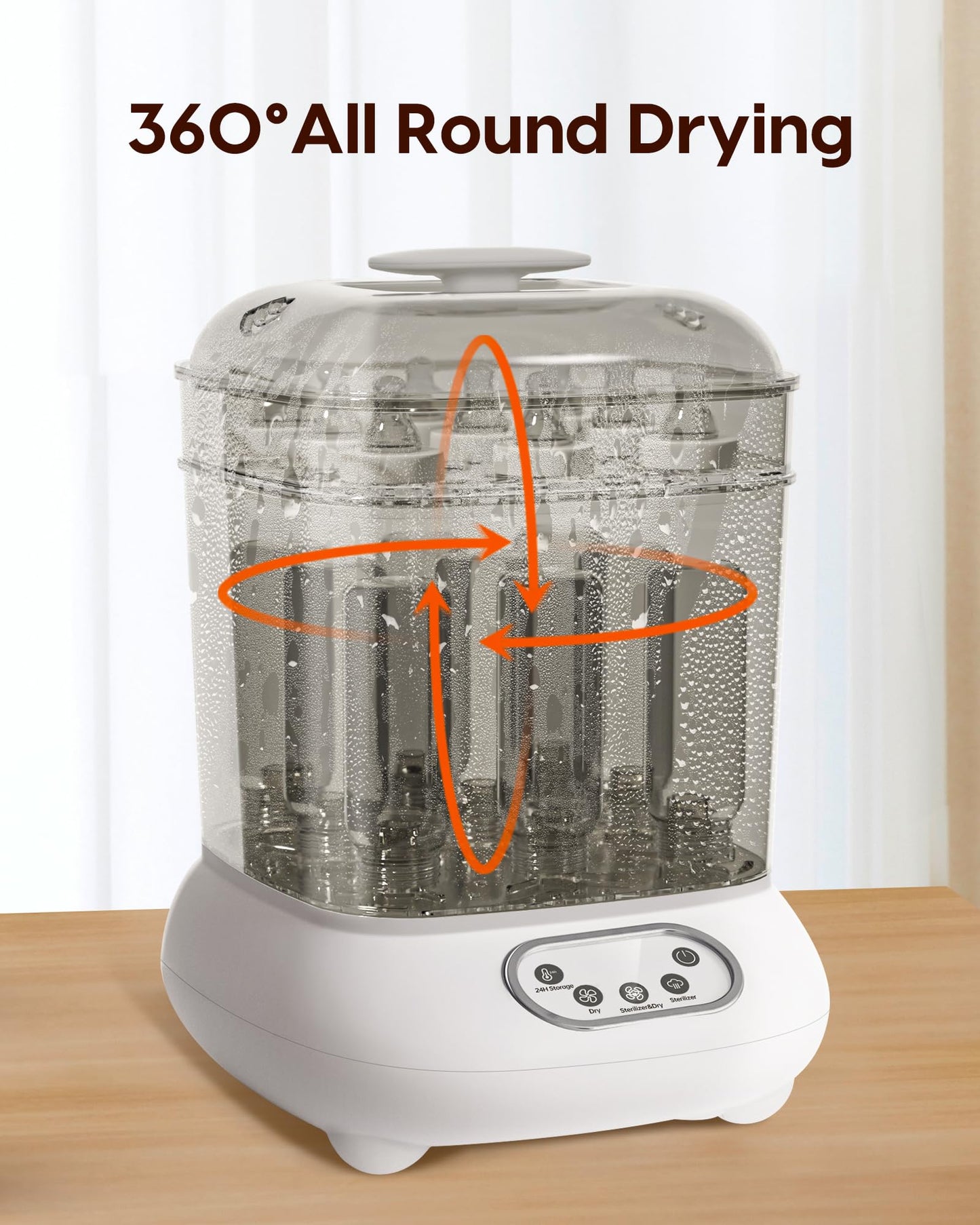 Babyflaschen Sterilisator und Trockner, Elektrischer Dampfsterilisator, größere Kapazität für 9 Flaschen