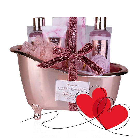 Accentra - COSY MOMENTS Bade- & Duschset in rosé - Geschenk Set zur Entspannung für Frauen zum Geburtstag