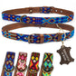 Hundehalsband Leder - braunes Rindsleder Tribal Grün/Braun/Beiges