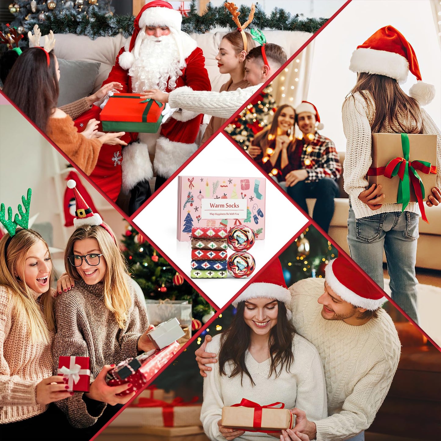 Airabc 5 Pairs of Women's Thermal Socks, Warm Winter Socks, Colourful Cosy and Breathable