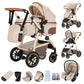 3-in-1 Pram Set with Seat, Baby Bed is Foldable, Adjustable Reclining Position,up to 15 kg, 0-3 Years