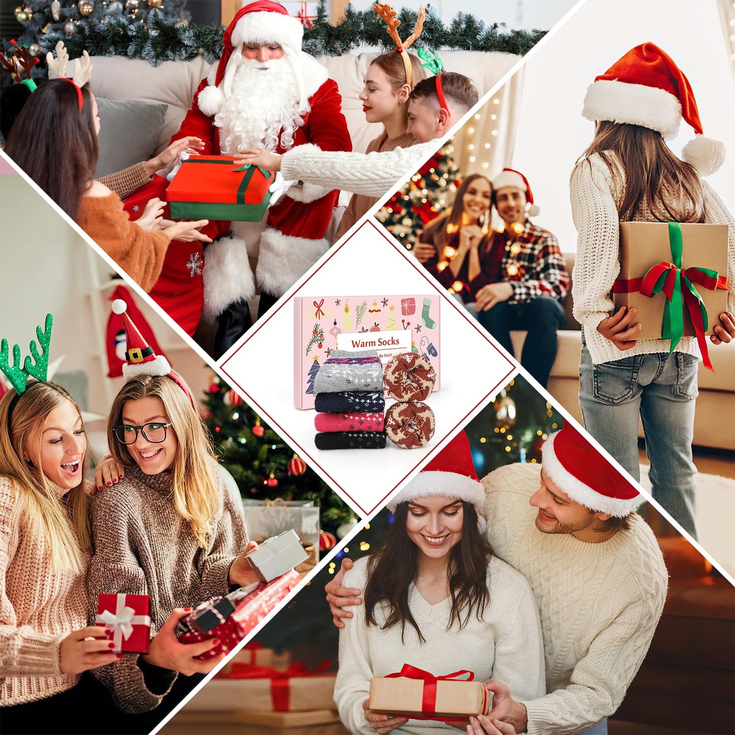 Airabc 5 Pairs of Women's Thermal Socks, Warm Winter Socks, Colourful Cosy and Breathable