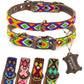Hundehalsband Leder - braunes Rindsleder Tribal Grün/Braun/Beiges