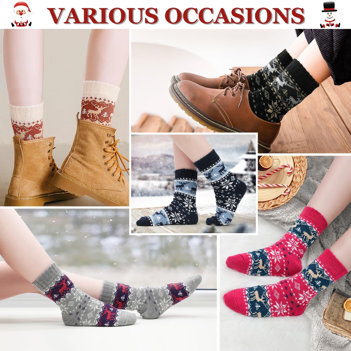 Airabc 5 Pairs of Women's Thermal Socks, Warm Winter Socks, Colourful Cosy and Breathable