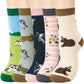 Chalier Cozy 5 Paar Damen Socken Hunde Katzen Motiven, Baumwolle