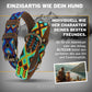 Hundehalsband Leder - braunes Rindsleder Tribal Grün/Braun/Beiges