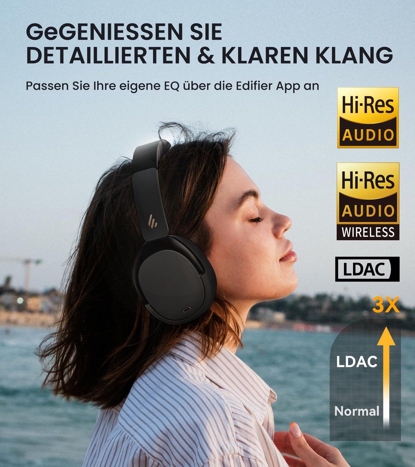 Hybrid Active Noise Cancelling Kopfhörer mit Hi-Res Audio und Custom EQ Bluetooth