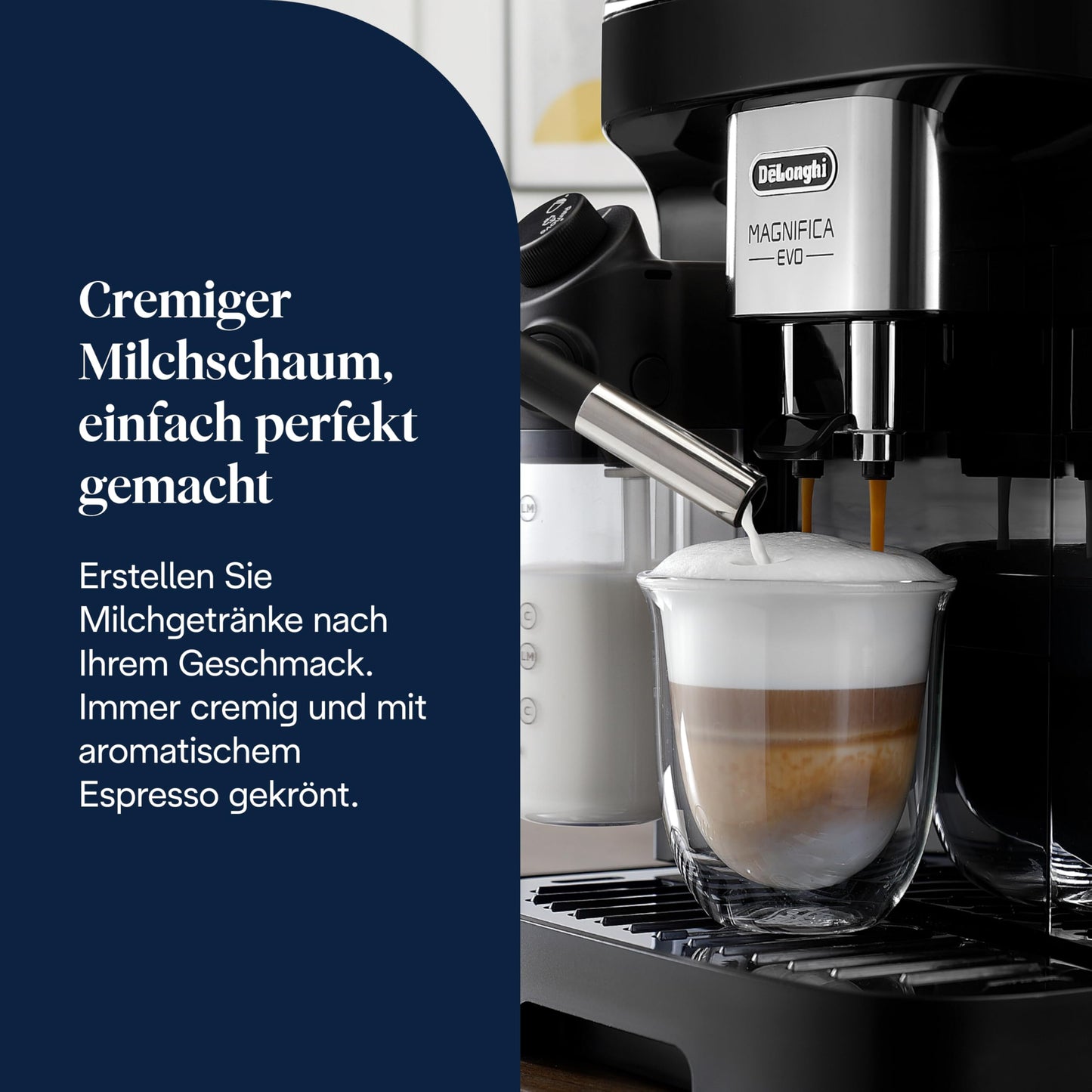 De'Longhi Fully Automatic Coffee Machine with LatteCrema Milk System, 7 Direct Selection Buttons for Cappuccino, Espresso