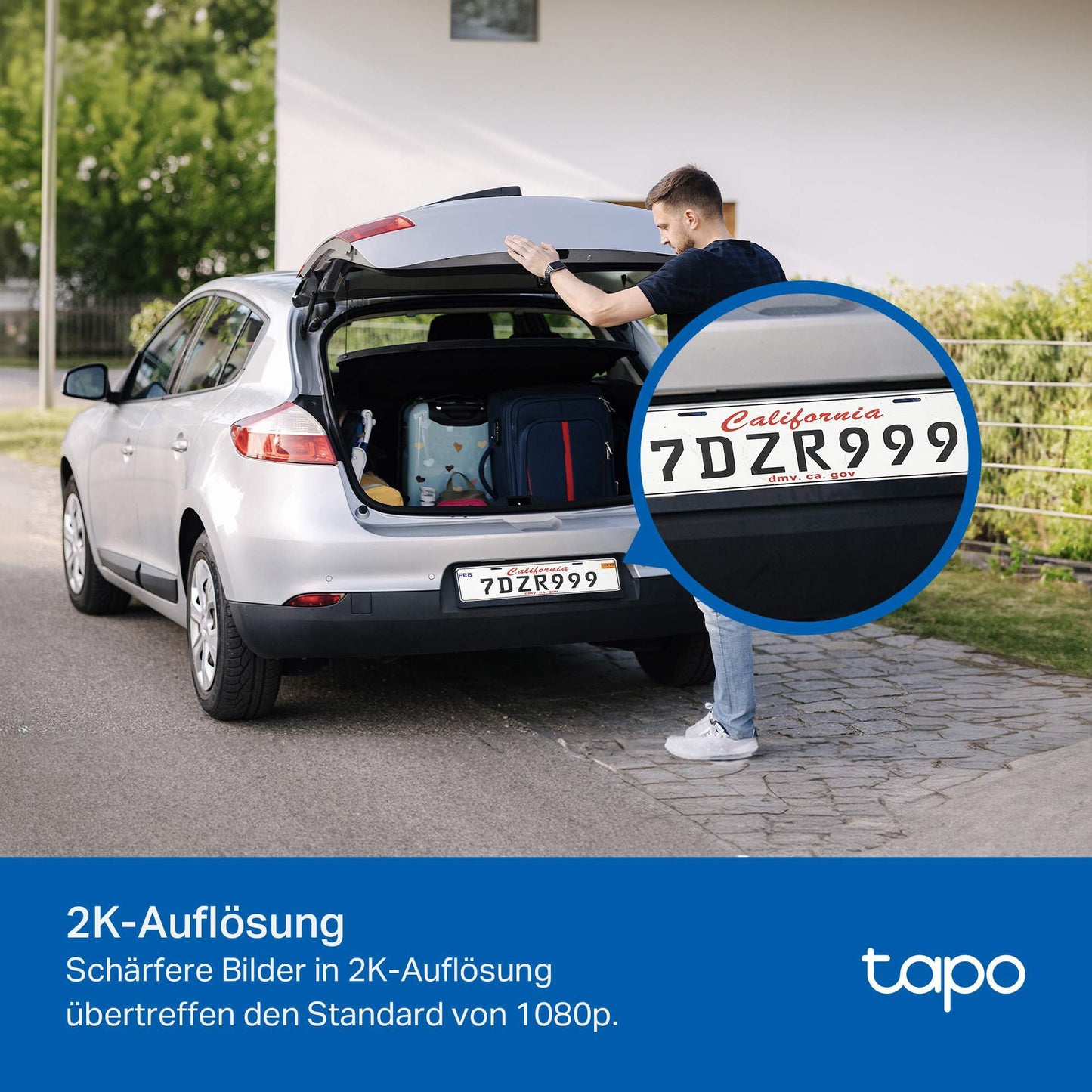 WLAN Überwachungskamera Außen, 360° Sichtbereich, 1080p Auflösung, Bewegungserkennung, Nachtsicht bis zu 30 m