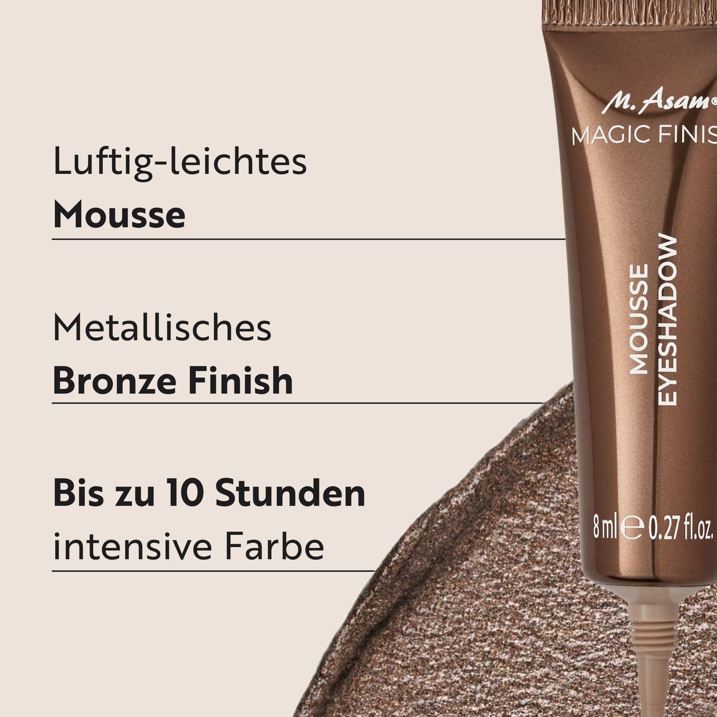 MAGIC FINISH Mousse Eyeshadow Love Note (8 ml) – Langanhaltender Metallic Lidschatten mit Glitzer-Effekt, Vegan, Make-up für Ausdrucksstarke Augen