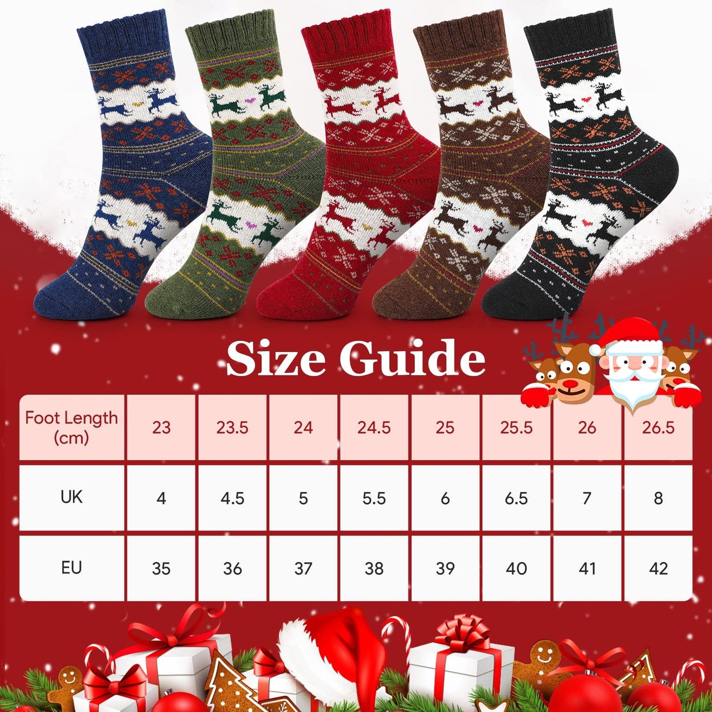 Airabc 5 Pairs of Women's Thermal Socks, Warm Winter Socks, Colourful Cosy and Breathable