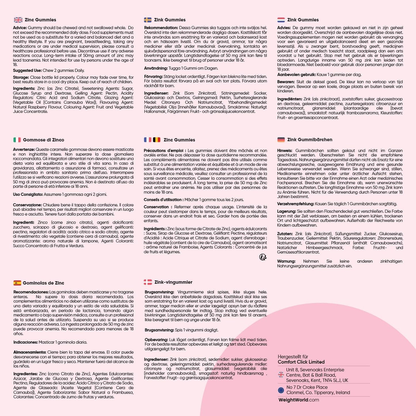 Zink Gummibärchen - Mit Himbeergeschmack - 90 vegane Zinkcitrat Gummies für 3 Monate Vorrat - Alternative zu Tabletten und Kapseln