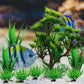 Pack of 10 Artificial Plants Aquarium Decoration Green Plastic Plants