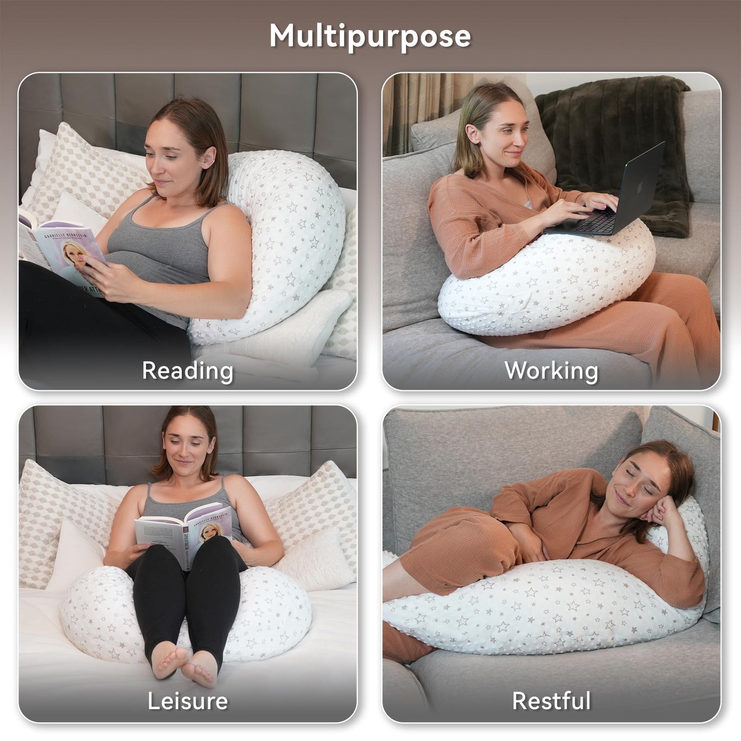 Nursing Pillow, Versatile Plus Size Positioning Pillow, Pregnancy Pillow for Baby and Adults, Side Sleeper Pillow with Washable