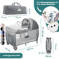 Kidiz Baby Cot, Travel Cot, Foldable with Mattress and Wheels, 120 x 60 cm, Side Entrance