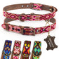 Hundehalsband Leder - braunes Rindsleder Tribal Grün/Braun/Beiges