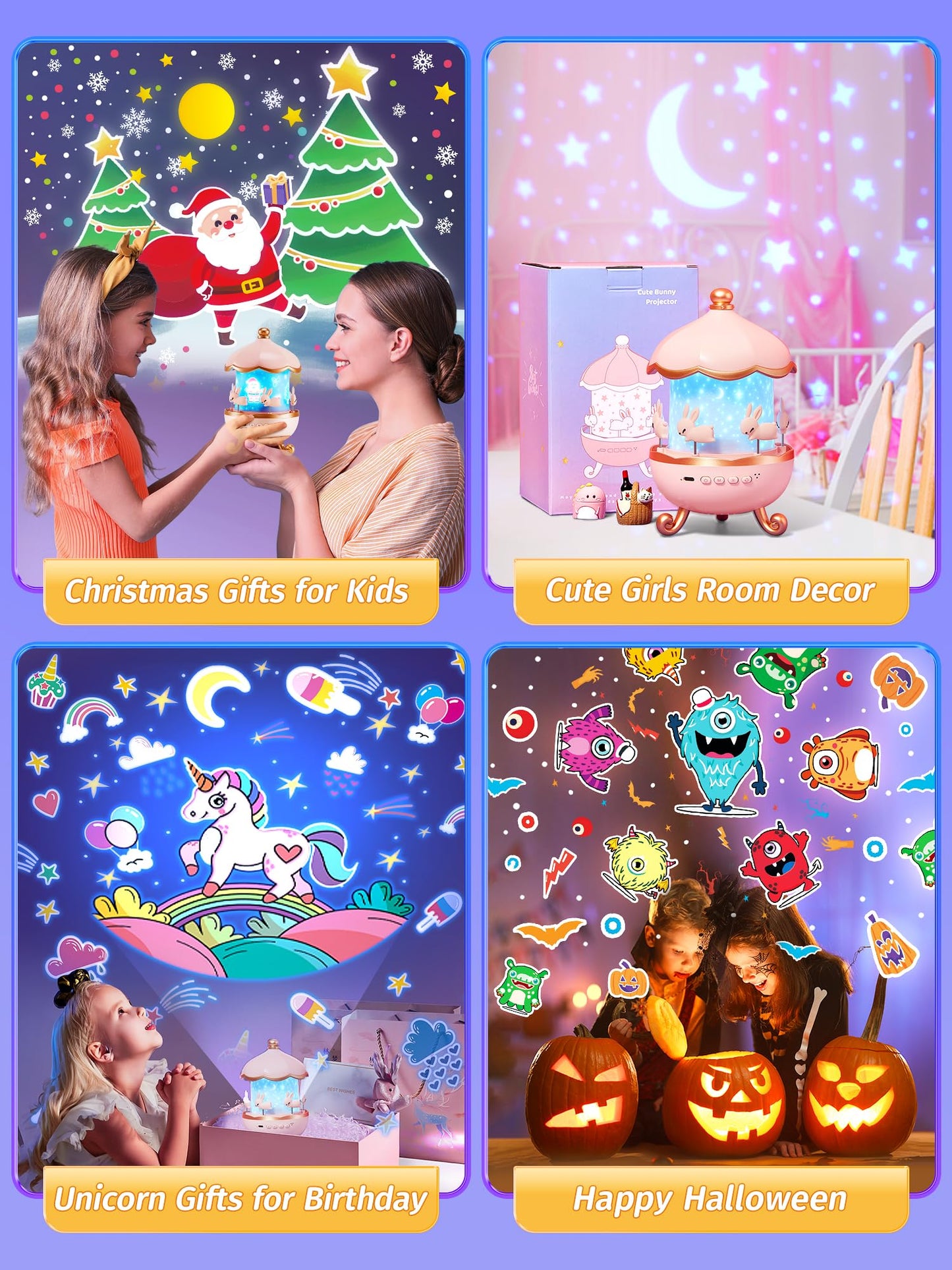 Starry Sky Projector Baby with 15 Films, Music Box Unicorn with 15 Music, 7 Colours Bedside Lamp, Night Light, Unicorn Toy, Girls Toy, Children's Room Decoration