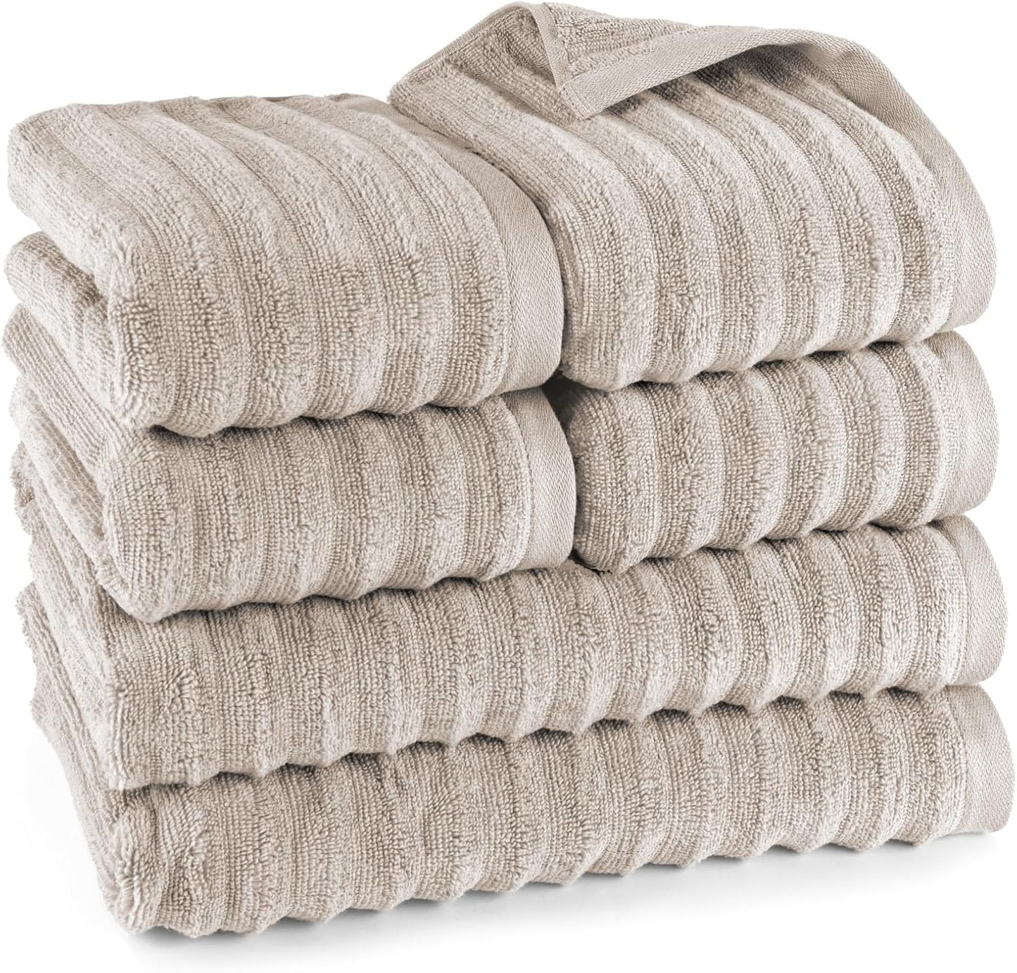 Pure Label 6-Piece Hand Towel Set with Hanging Loops Made of 100% Cotton, Absorbent and Soft, 2 x Bath Towels (70 x 140 cm), 2 x Hand Towels (50 x 100 cm), 2 x Guest Towels (30 x 50 cm),
