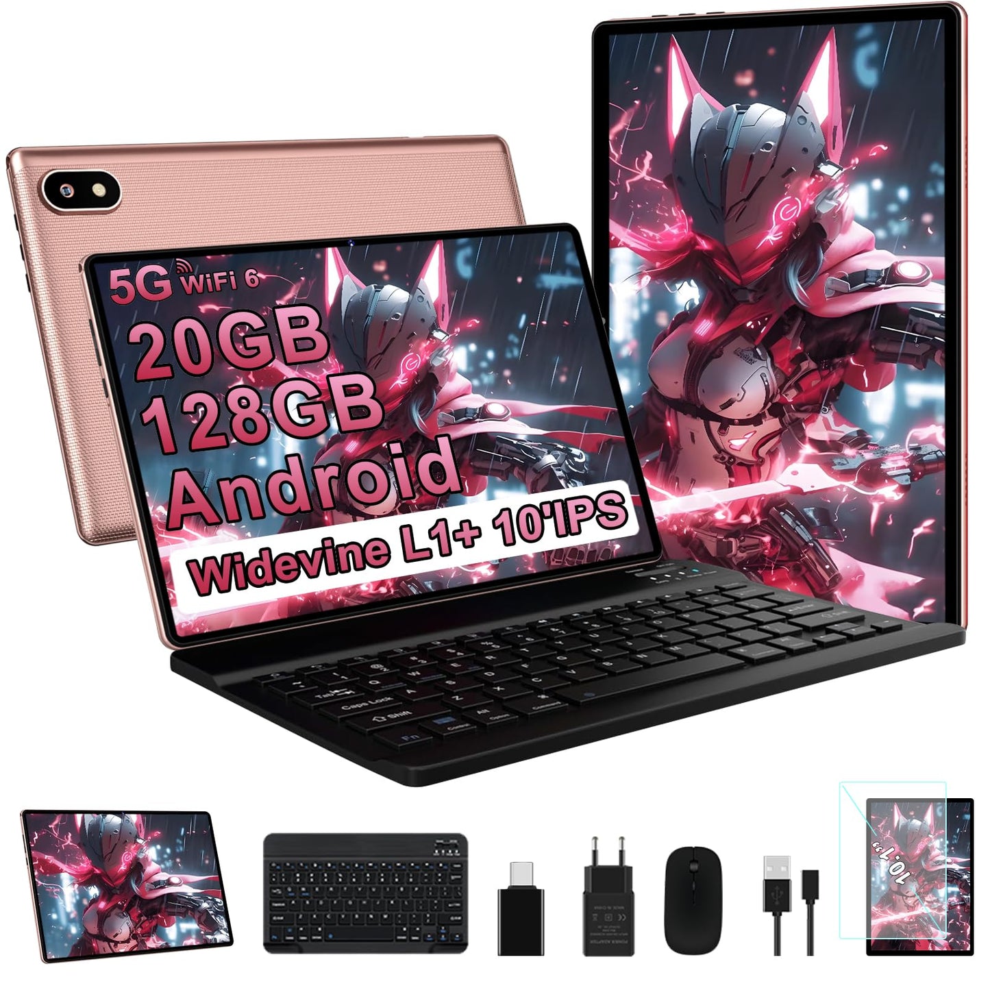 Tablet 11 Zoll Android mit, 24GB RAM 256GB ROM TF 1TB, Octa-Core, GMS, 5G WiFi 6, Bluetooth 5.0