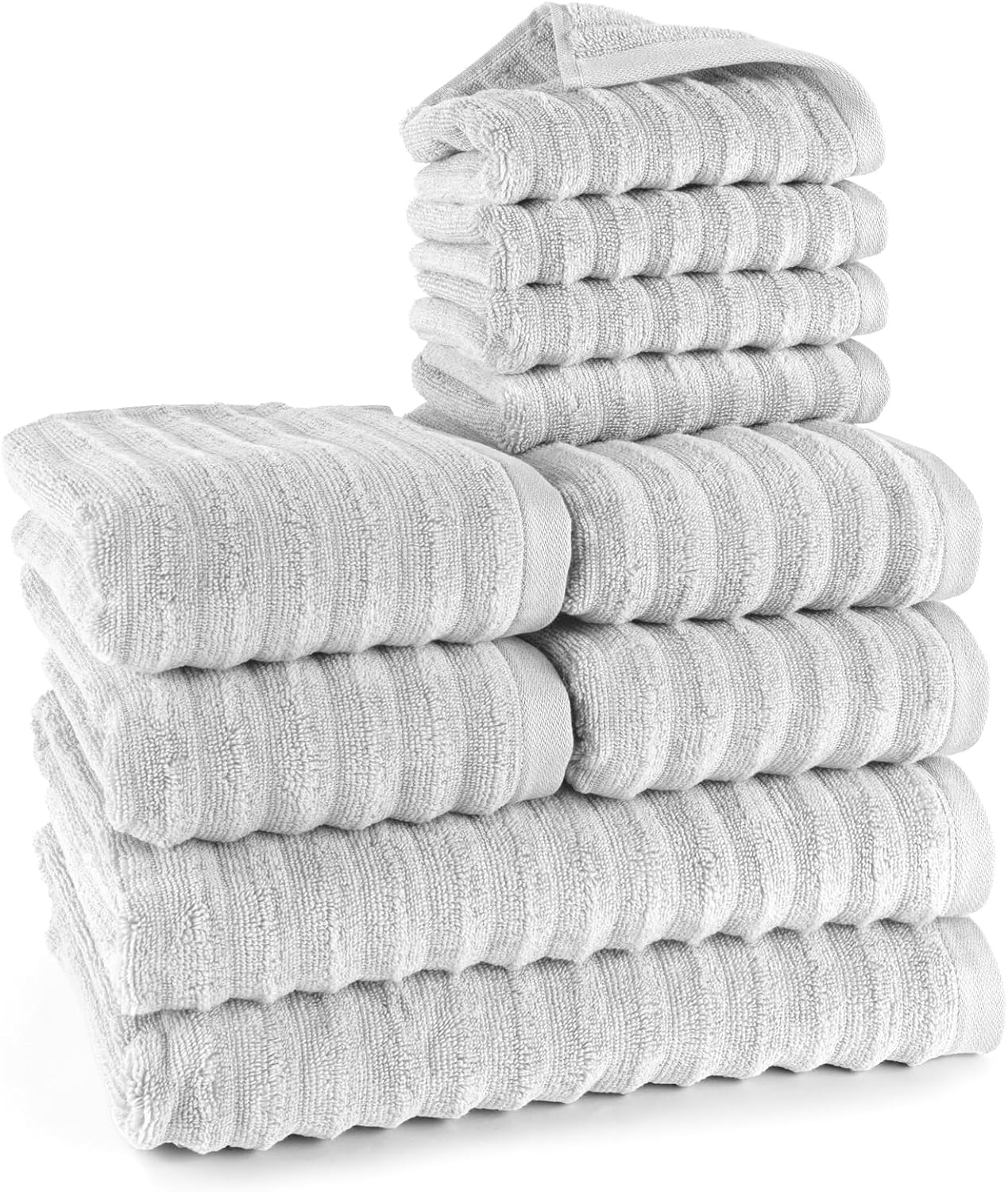 Pure Label 6-Piece Hand Towel Set with Hanging Loops Made of 100% Cotton, Absorbent and Soft, 2 x Bath Towels (70 x 140 cm), 2 x Hand Towels (50 x 100 cm), 2 x Guest Towels (30 x 50 cm),