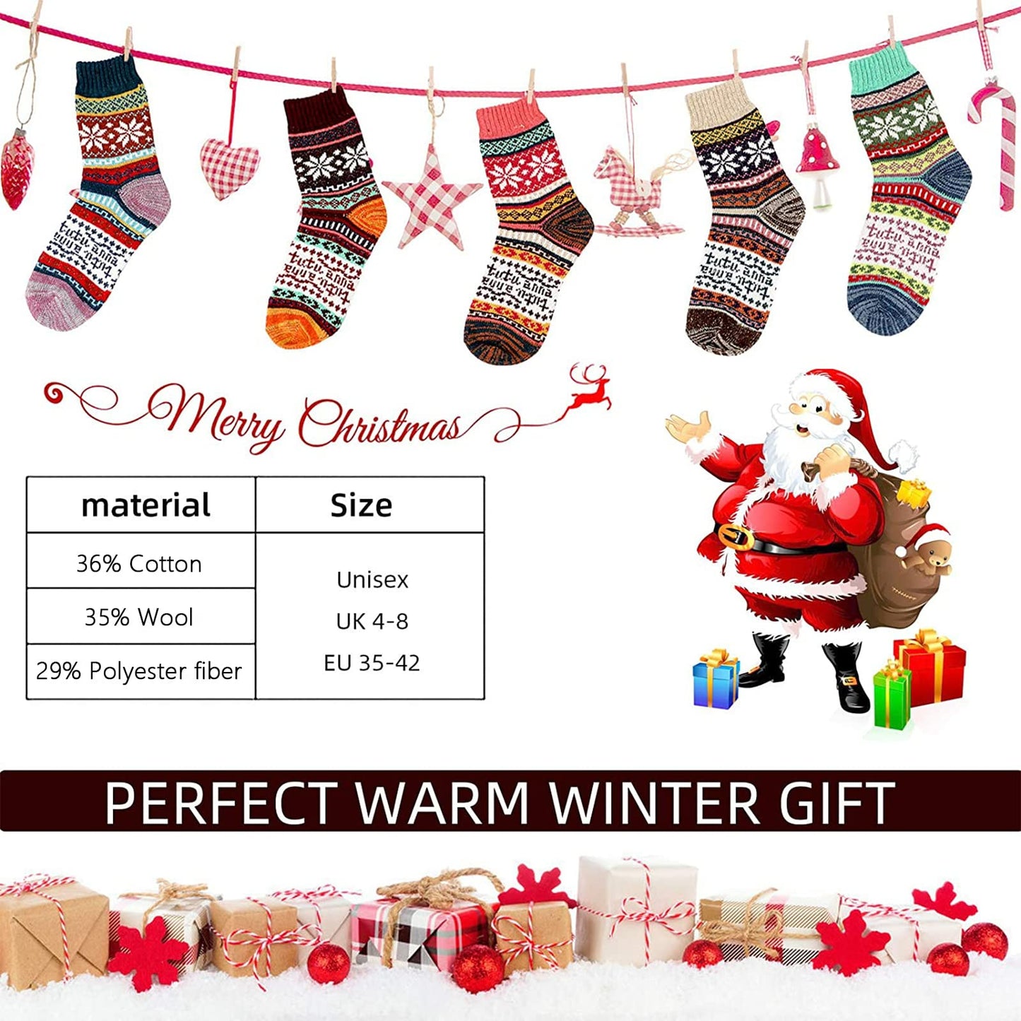 Airabc 5 Pairs of Women's Thermal Socks, Warm Winter Socks, Colourful Cosy and Breathable