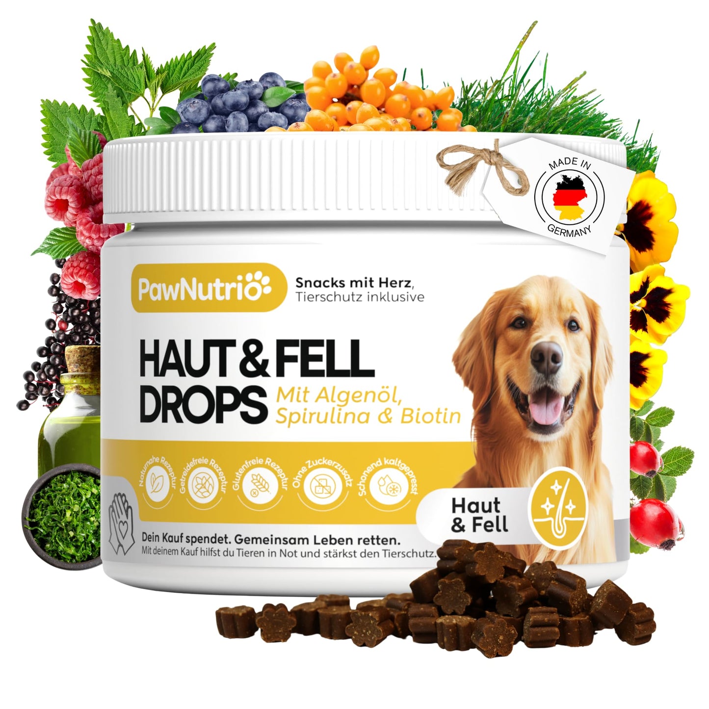 Haut & Fell Drops mit Algenöl für Hunde, 100% natürlich