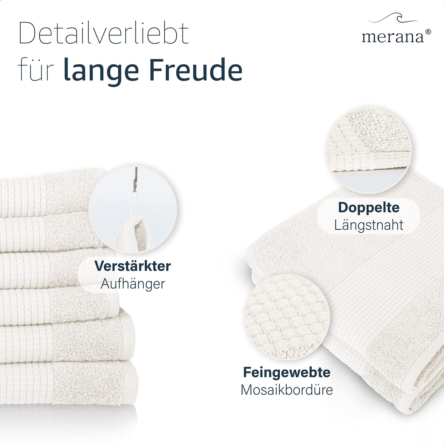 Merana Rome Handtuch Set | saugstark, weich und fusselfrei | Frottier Luxus Qualität | 100% Baumwolle | Oeko-TEX | 4 x Gästetücher (30x50cm))
