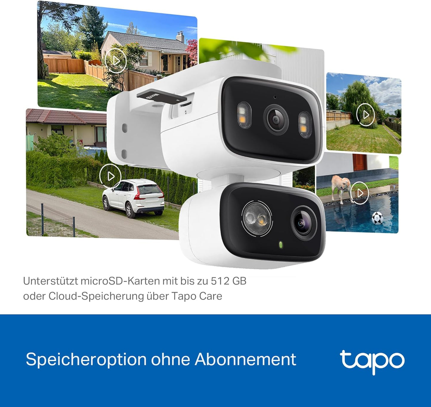 WiFi Outdoor Surveillance Camera with 2K Dual Lens, 125° Wide Angle & 6 mm Telephoto Lens, Smart Tracking, Free AI Detection, Night Vision