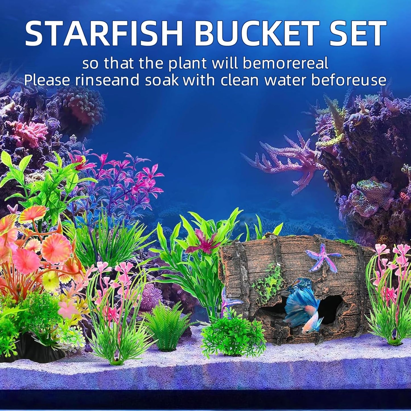 Set of 3 Aquarium Decoration Set, Simulation Moss Aquarium Decoration