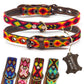 Hundehalsband Leder - braunes Rindsleder Tribal Grün/Braun/Beiges
