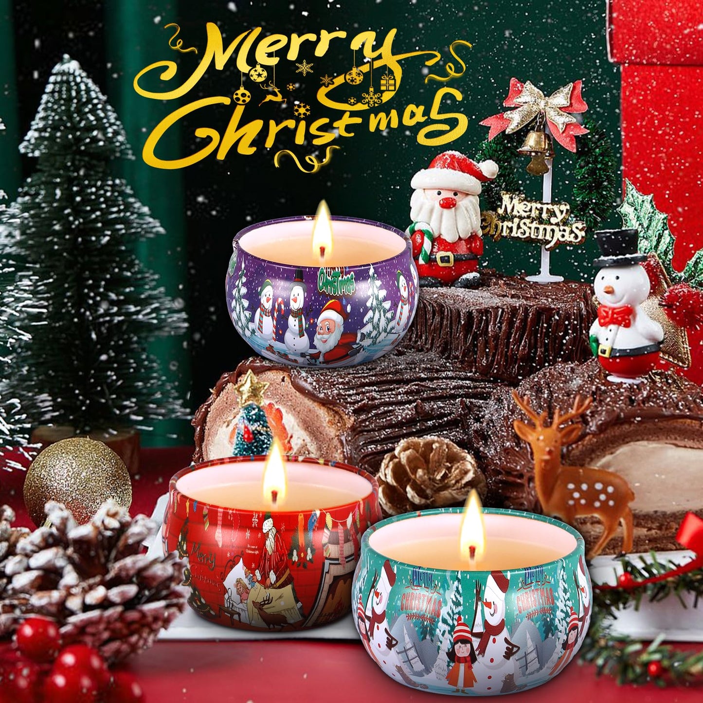 Duftkerze Set,12 Stück Christmas Scented Candle ,Natürliches Sojawachs Kerzen ,Aromatherapie Weihnachtskerzen Aroma für Stressabbau