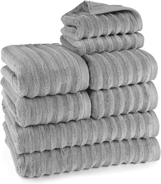 Pure Label 6-Piece Hand Towel Set with Hanging Loops Made of 100% Cotton, Absorbent and Soft, 2 x Bath Towels (70 x 140 cm), 2 x Hand Towels (50 x 100 cm), 2 x Guest Towels (30 x 50 cm),