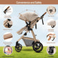 3-in-1 Pram Set with Seat, Baby Bed is Foldable, Adjustable Reclining Position,up to 15 kg, 0-3 Years