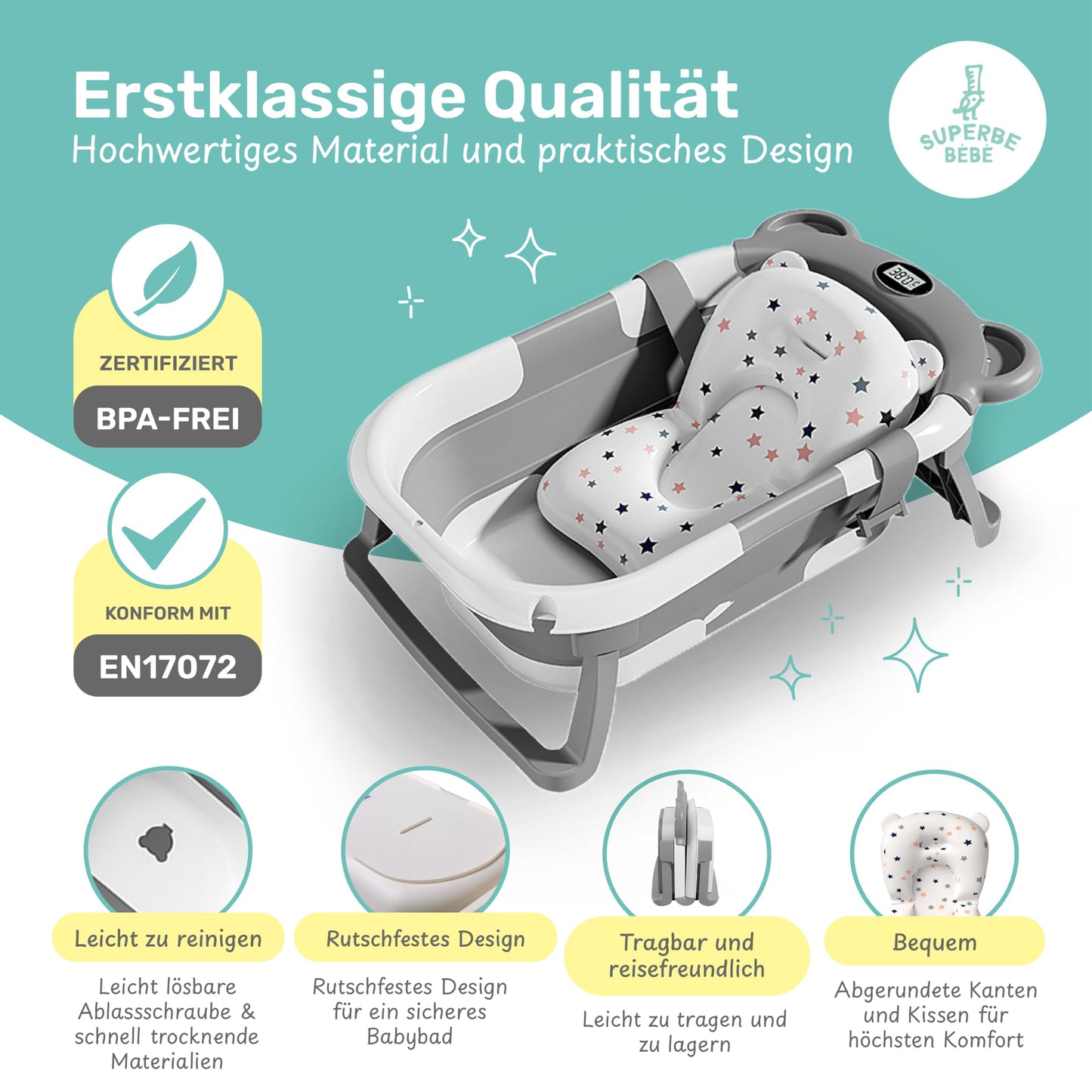 Faltbar Baby Badewanne Mit Rutschfestem Badewannensitz