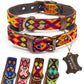 Hundehalsband Leder - braunes Rindsleder Tribal Grün/Braun/Beiges